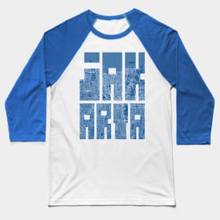 Jakarta, Indonesia City Map Typography - Blueprint Baseball T-Shirt